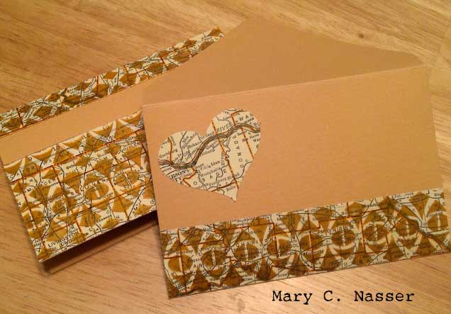 Heart-Map Stenciled Cards by Mary Nasser